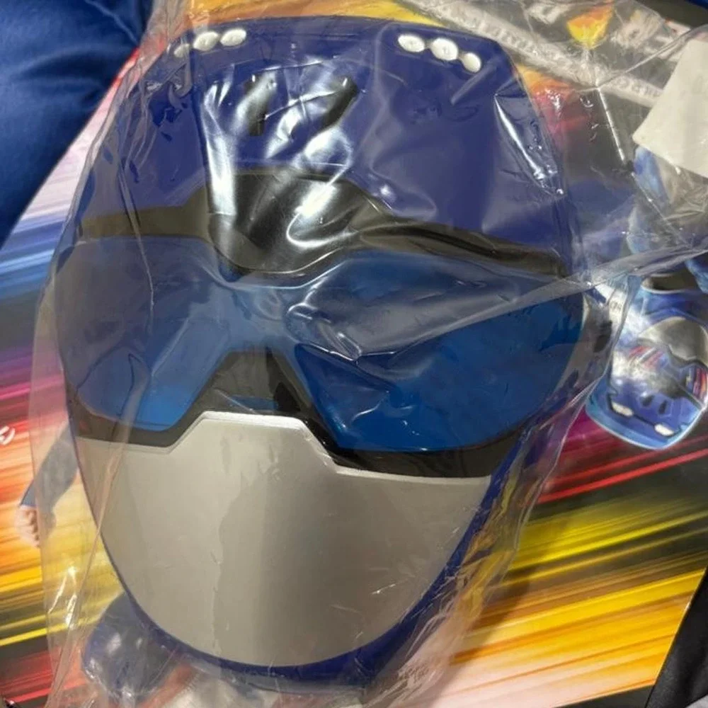 Blue Power Rangers Beast Morphers Muscle Jumpsuit Costume Set Helmet Kids M 7-8